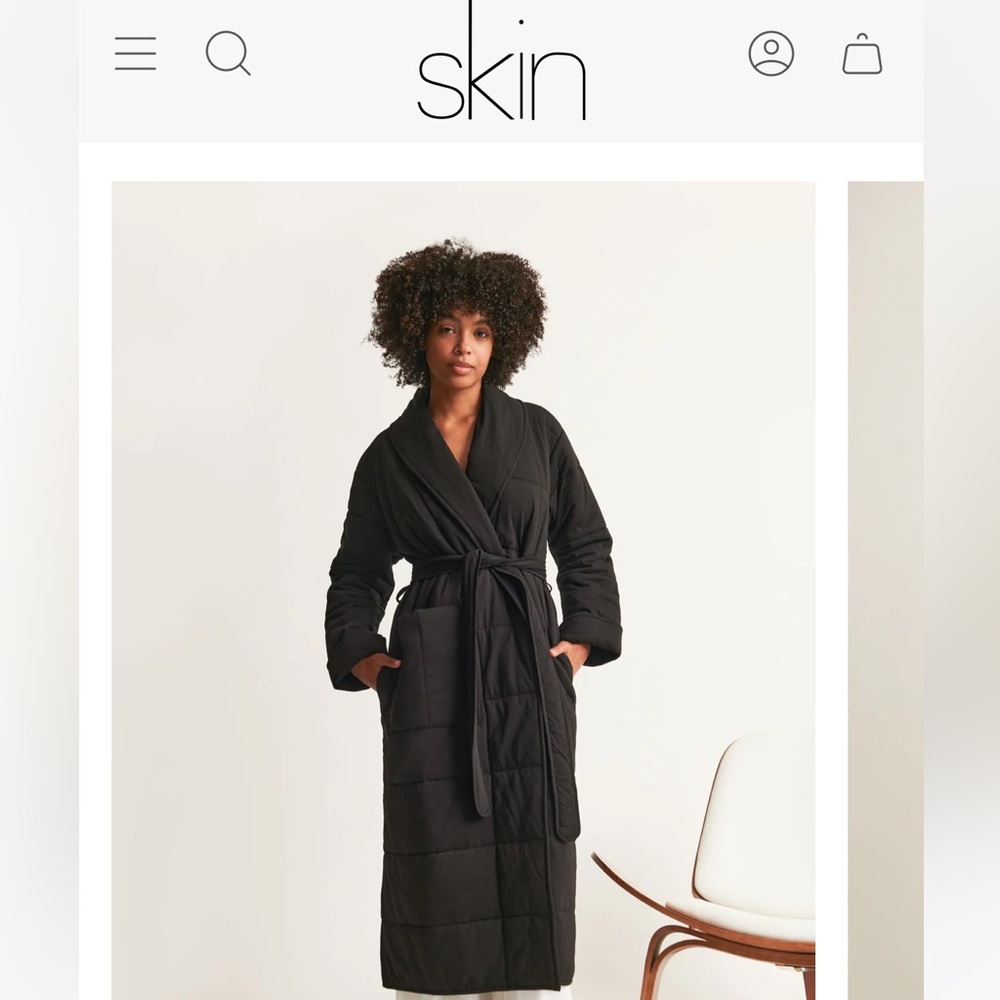 Skin Best Selling Black Quilted Cotton Black Robe Size S or 1 NWOT!